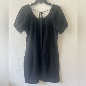 J. Crew Women’s Mini Dress Black Linen Size 2 Puff Sleeve NWOT